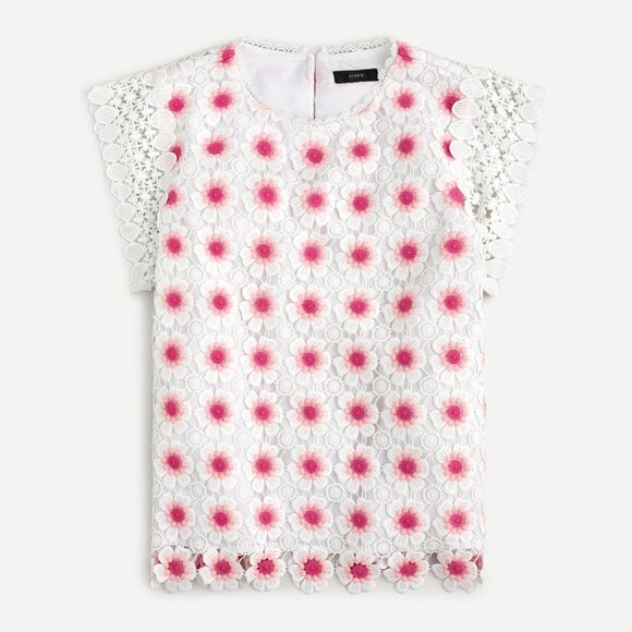 NWT-XS-J.Crew Floral crochet sleeveless top